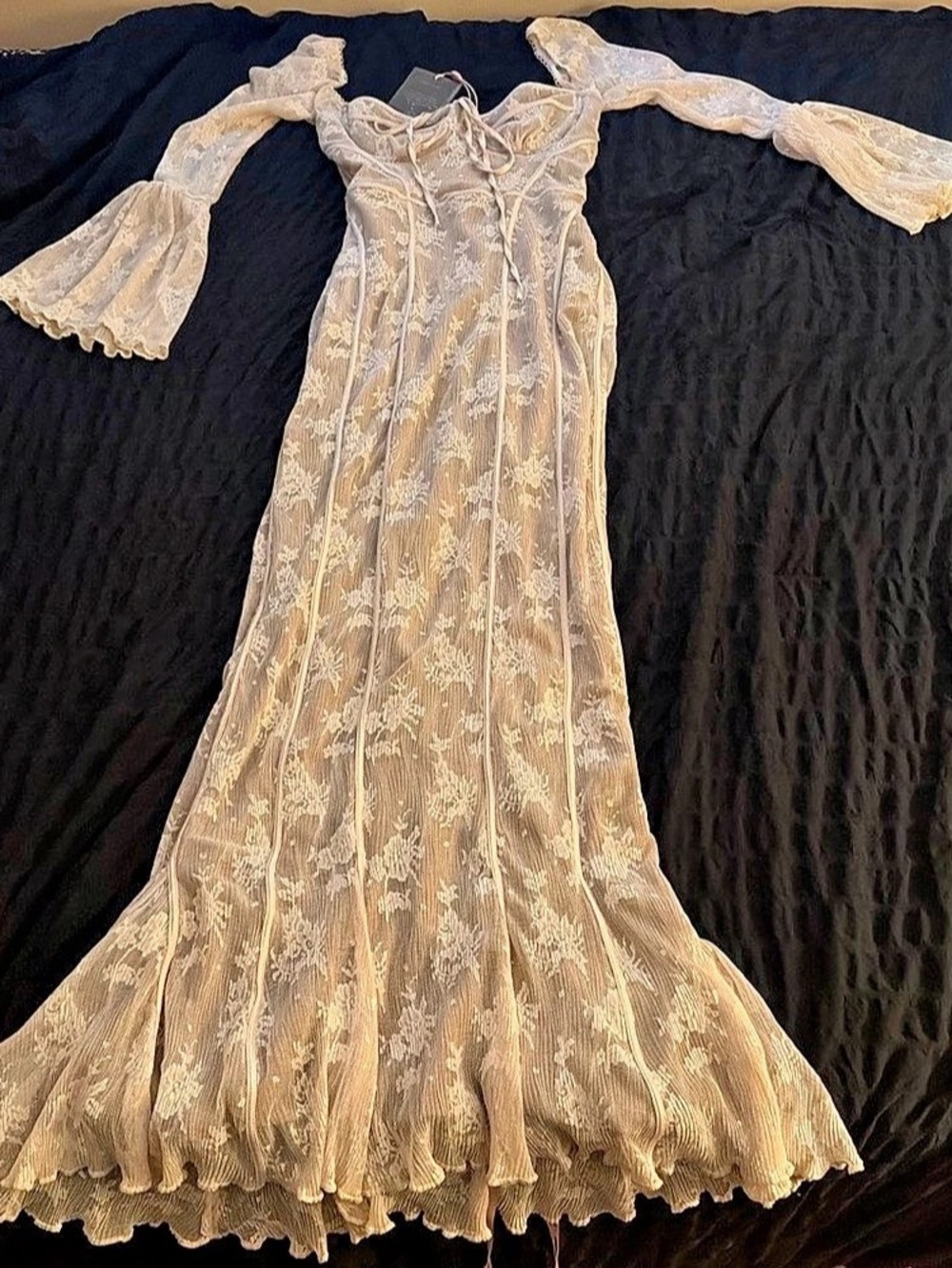 House of CB Delilah Vintage Cream Lace Maxi Dress White Large